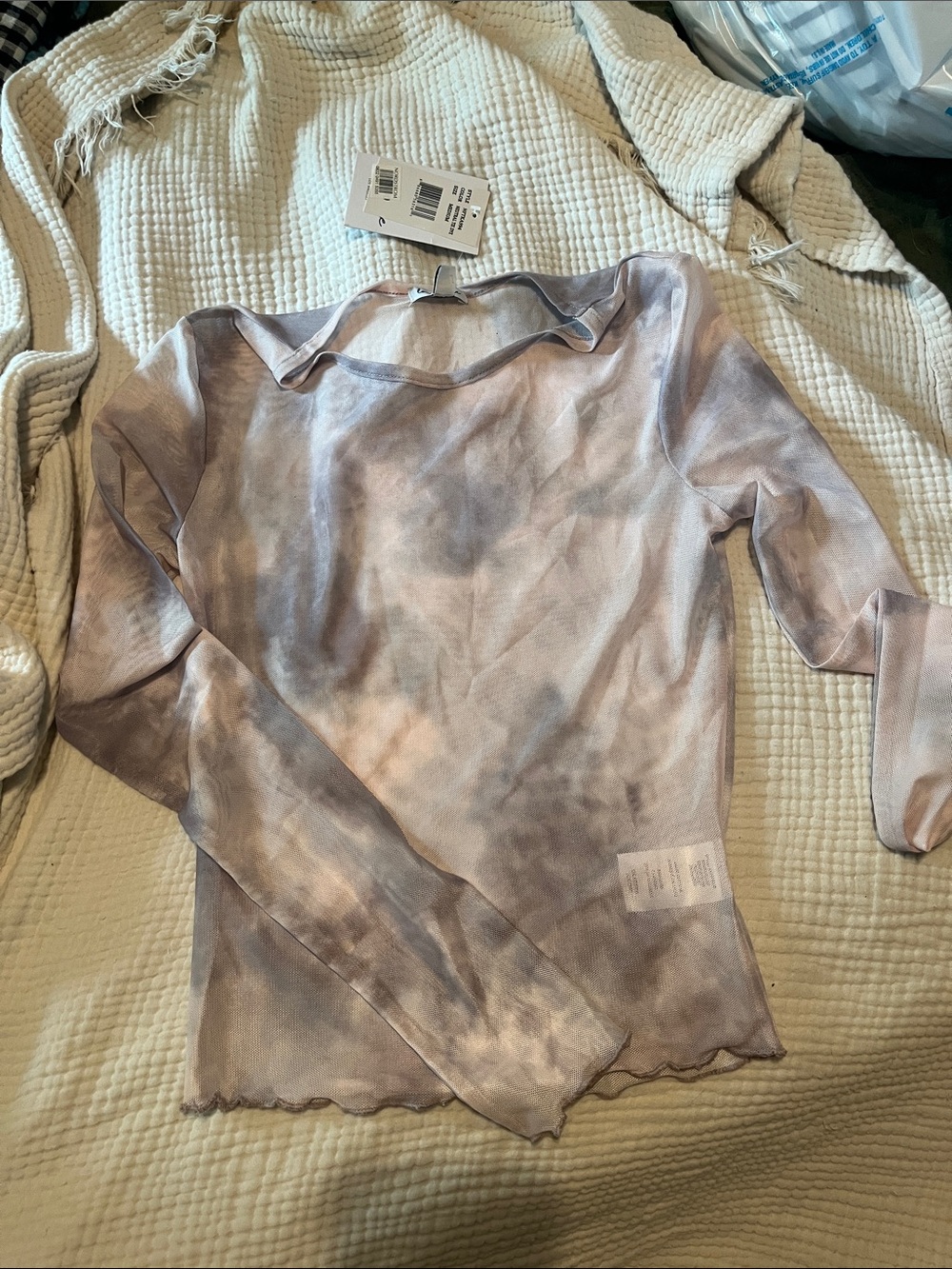 NWT Love, Fire tie dye mesh top